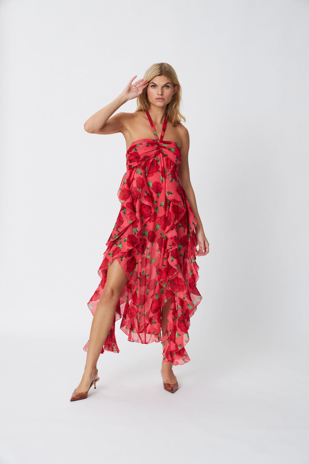 Forudbestilling - Cras - Valentinacras Dress - 8019 Coral Roses Kjoler 
