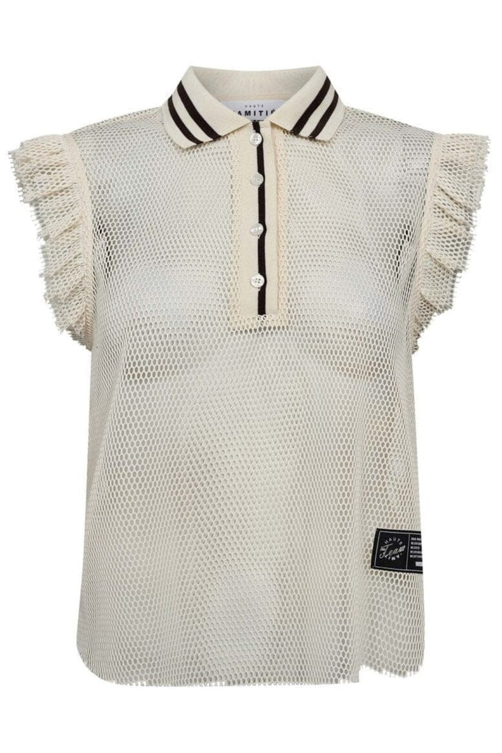 Haute L'Amitié - Net Frill Polo Top HL10094 - Off-White