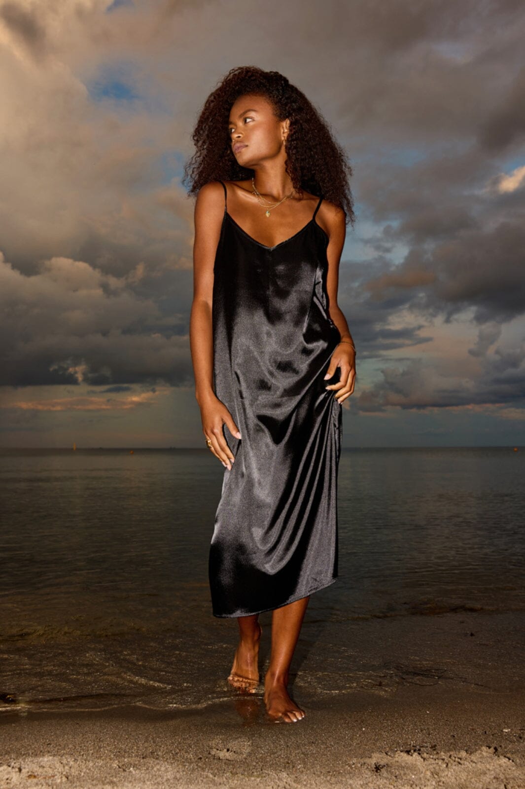 Forudbestilling - Hunkøn - Chantal Slip Dress - Black Kjoler 
