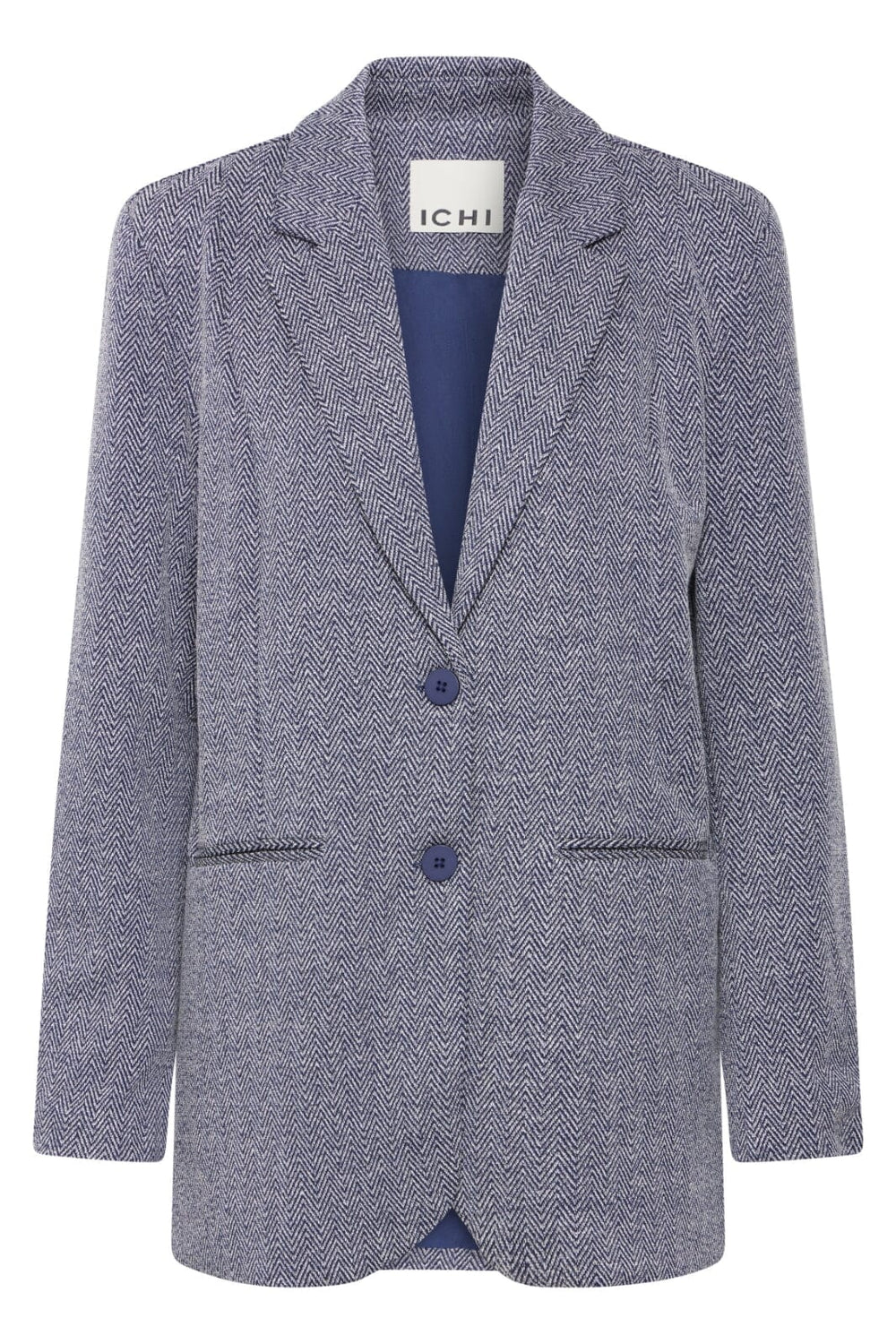Ichi - Ihkate Jacquard Oversize Bl 20121605 - 900000478 - Patriot Blue Herringbone