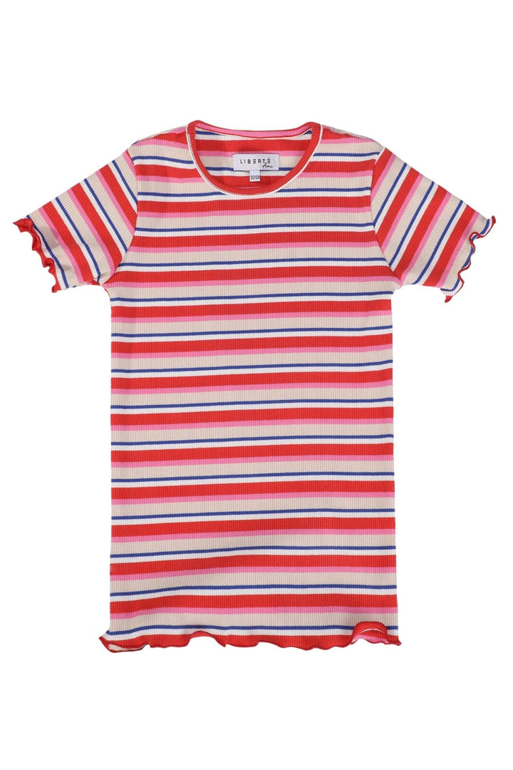 Liberte Ami - Natalia-Ss-Blouse-Kids 21067 - Creme Orange Blue Stripe