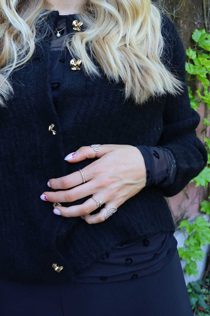 Forudbestilling - Liberte - Fro O-Neck Cardigan 22260 - Black