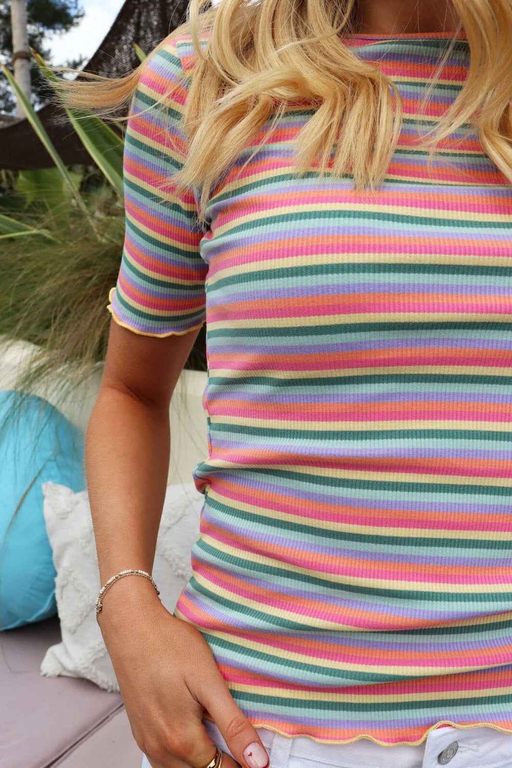 Liberte - Natalia-Ss-Blouse 9971 - Multi Orange Pink Stripe