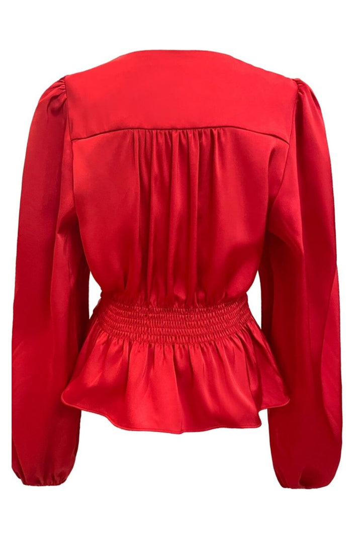 Forudbestilling - Liberte - Tiki-Ls-Twist-Blouse 22120 - Red Bluser 