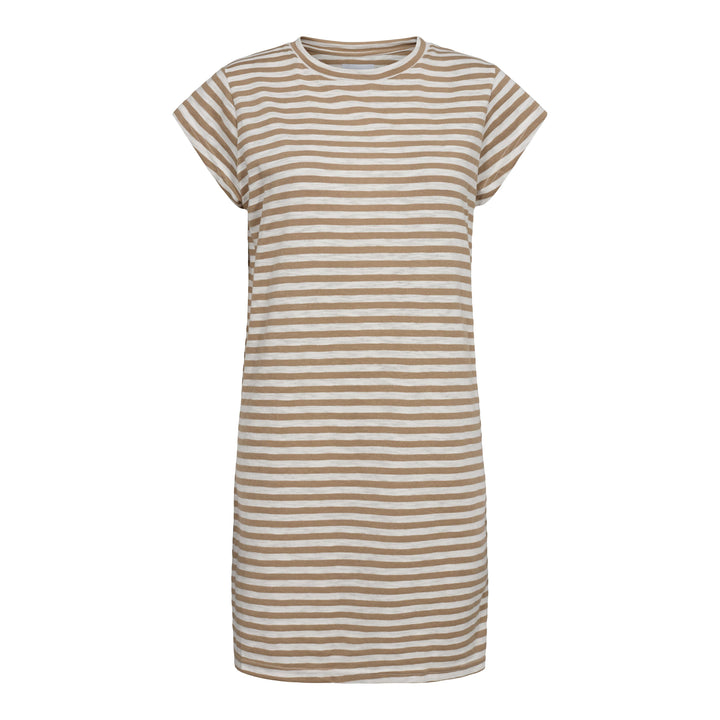 Forudbestilling - Liberte - Ulla-Stripe-Tshirt-Dress - Light Brown White Stripe Kjoler 