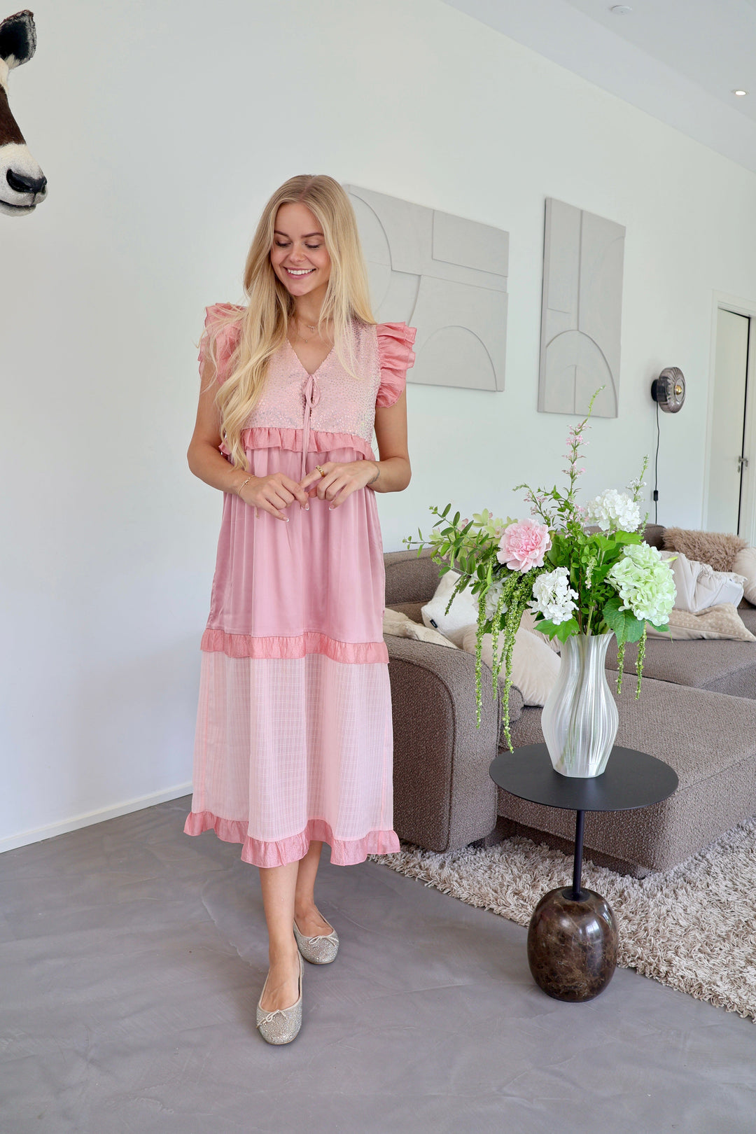 Forudbestilling - Liberte x Molly&My - Nor-Frill-Dress 22236 - Rosa Cloud Kjoler 
