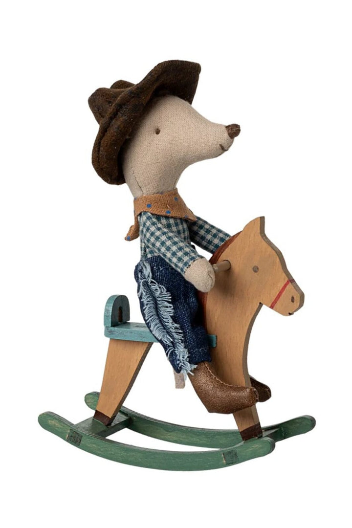 Maileg - Cowboymus På Gyngehest, Lillebror - Littlesister/Brother