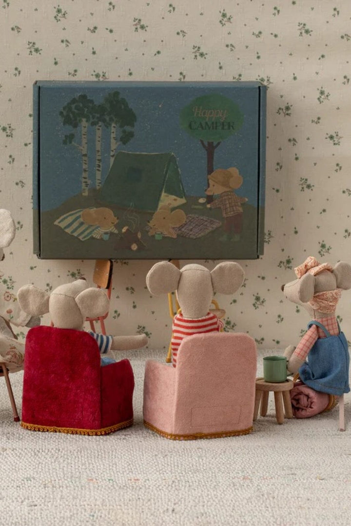 Maileg - Foldbar Stol, Mus - Rosa - Mouse Furniture