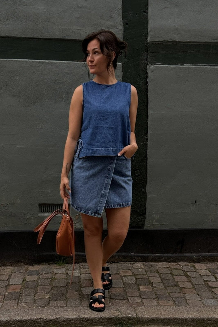 Forudbestilling - Neo Noir - Kendra D Skirt - Vintage Blue Nederdele 
