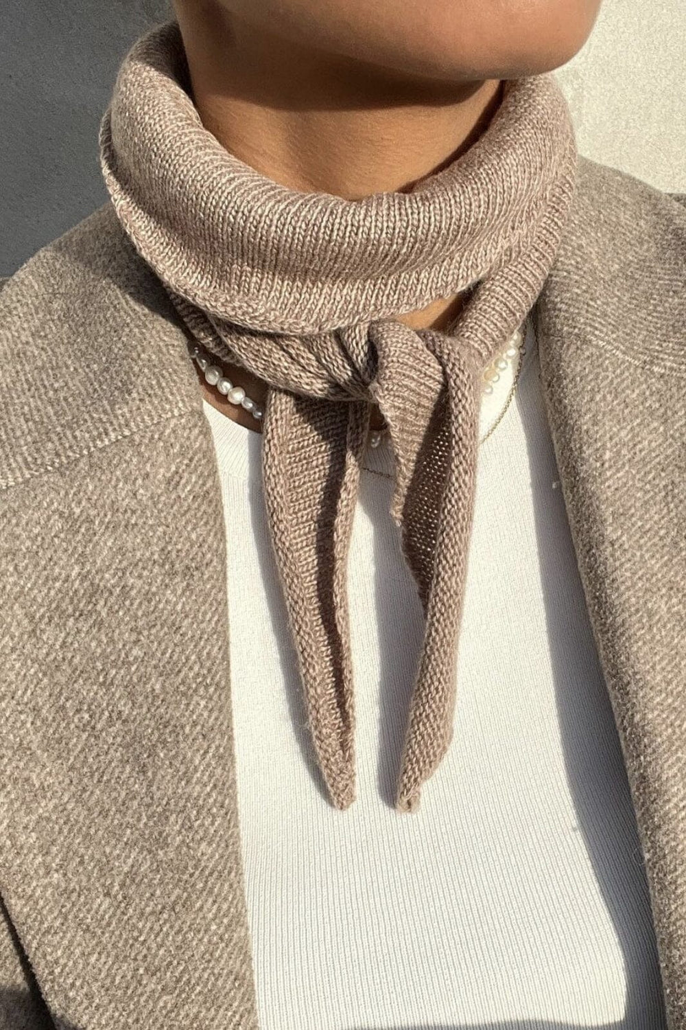 Forudbestilling - Neo Noir - Misty Knit Scarf - Beige Melange (April/Maj) Tørklæder 