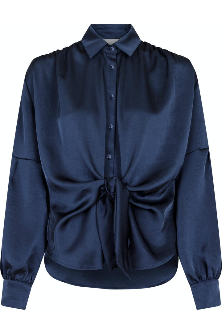 Forudbestilling - Neo Noir - Naja Satin Shirt - Midnight Blue Skjorter 
