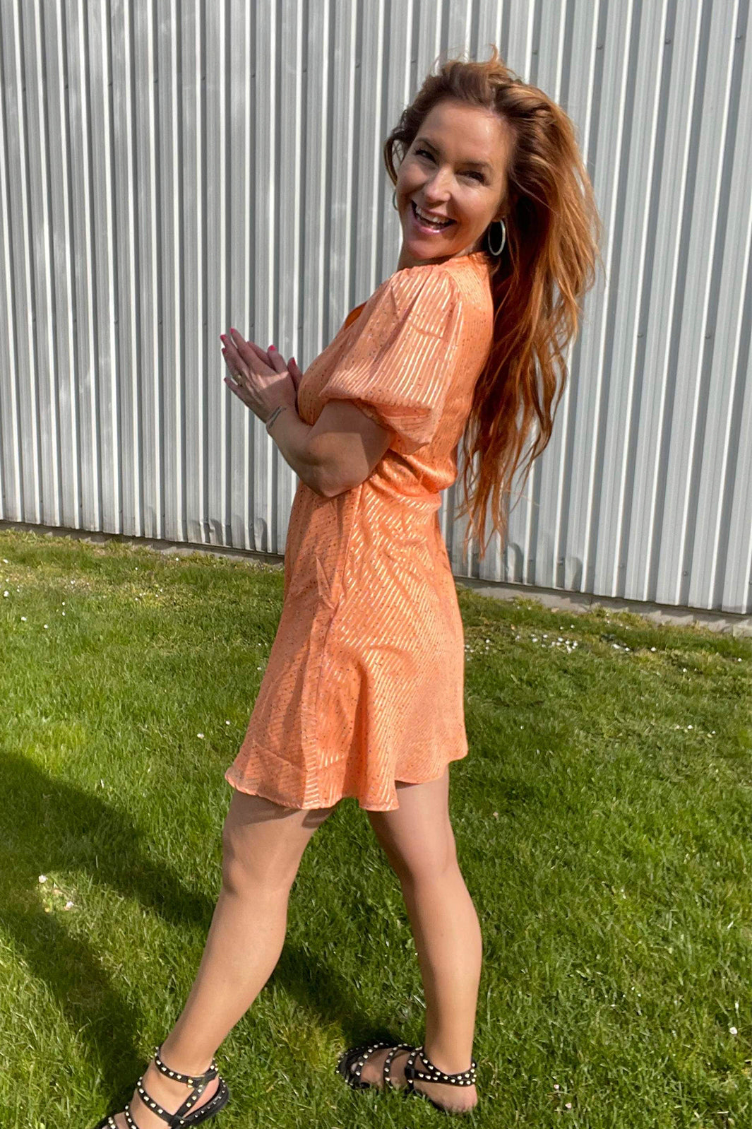 Forudbestilling - Neo Noir - Nobu Sparkle Dress - Tangerine (Slut April) Kjoler 