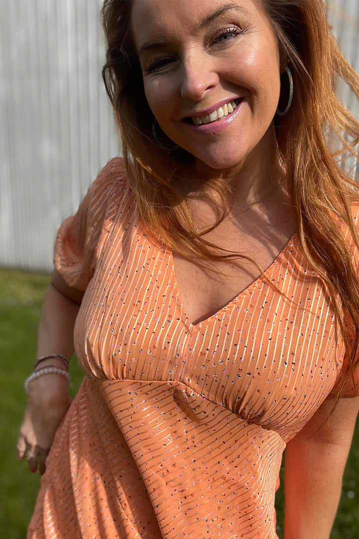 Forudbestilling - Neo Noir - Nobu Sparkle Dress - Tangerine (Slut April) Kjoler 