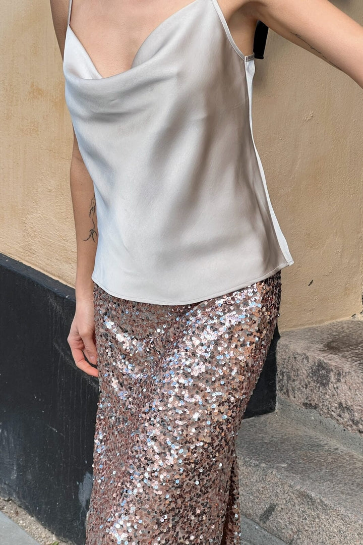 Forudbestilling - Neo Noir - Ratna Heavy Sateen Top - Champagne (Maj/Juni) Toppe 