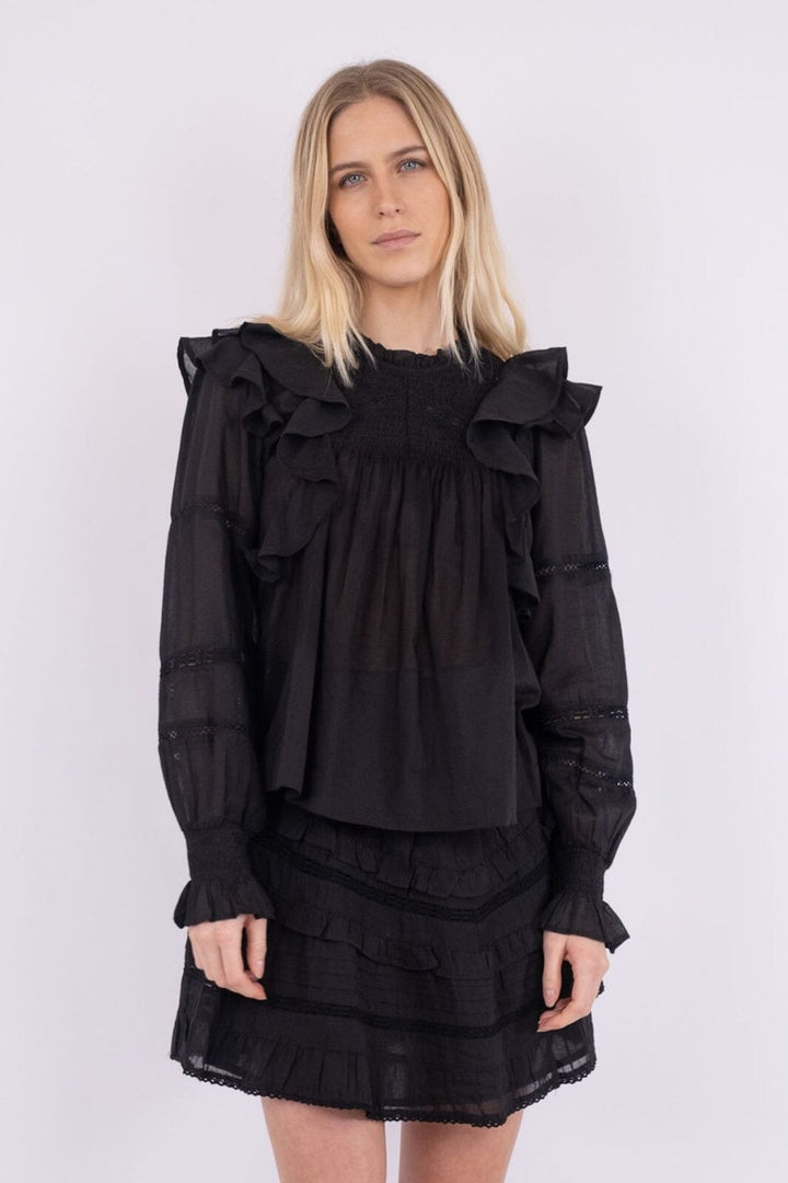 Forudbestilling - Neo Noir - Sarna S Voile Blouse - Black - (Marts) Bluser 