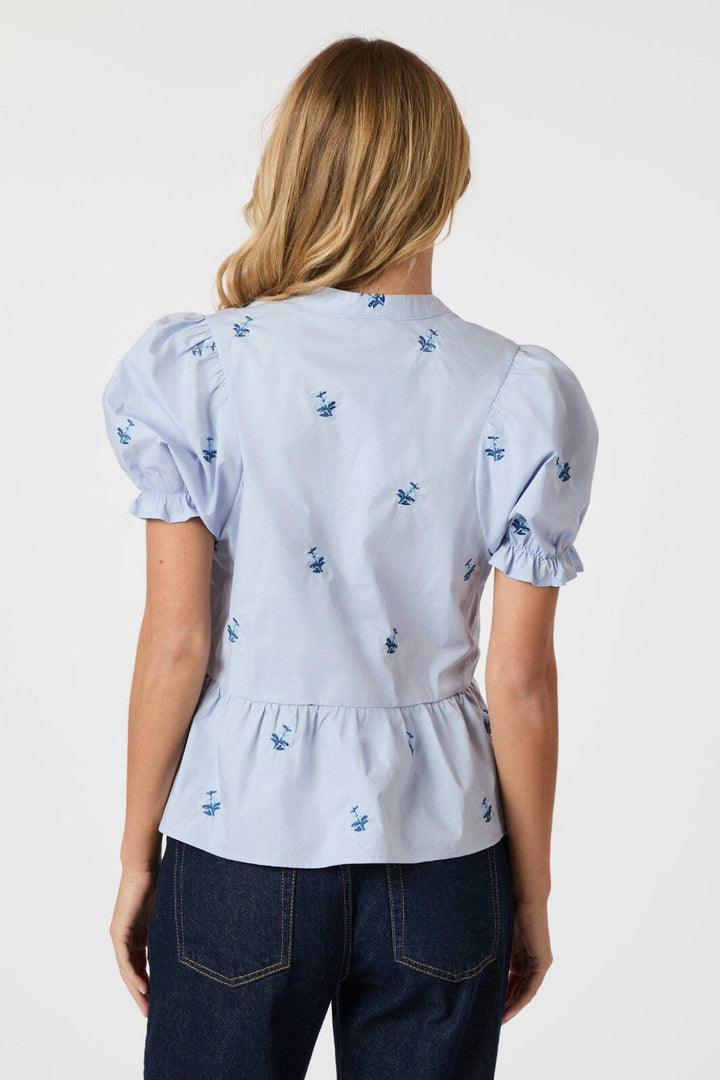Neo Noir - Savy Embroidery Blouse 165358 - 145 - Light Blue