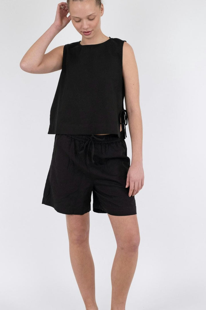 Neo Noir - Svetlana Linen Top - Black