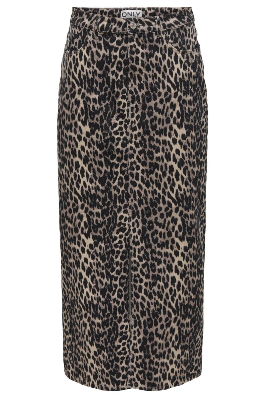 Forudbestilling - Only - Onlcilla-Anlie Long Slit Skirt - 4695545 Black Leo Nederdele 