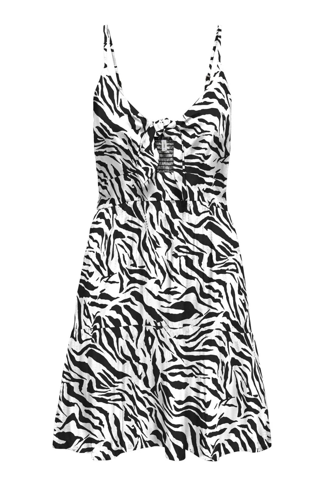 Forhåndsbestilling - Only - Onljennie S/L Knot Short Dress Ox - 4948115 Black Zebra