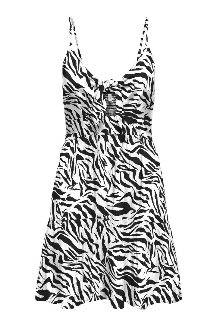 Forhåndsbestilling - Only - Onljennie S/L Knot Short Dress Ox - 4948115 Black Zebra