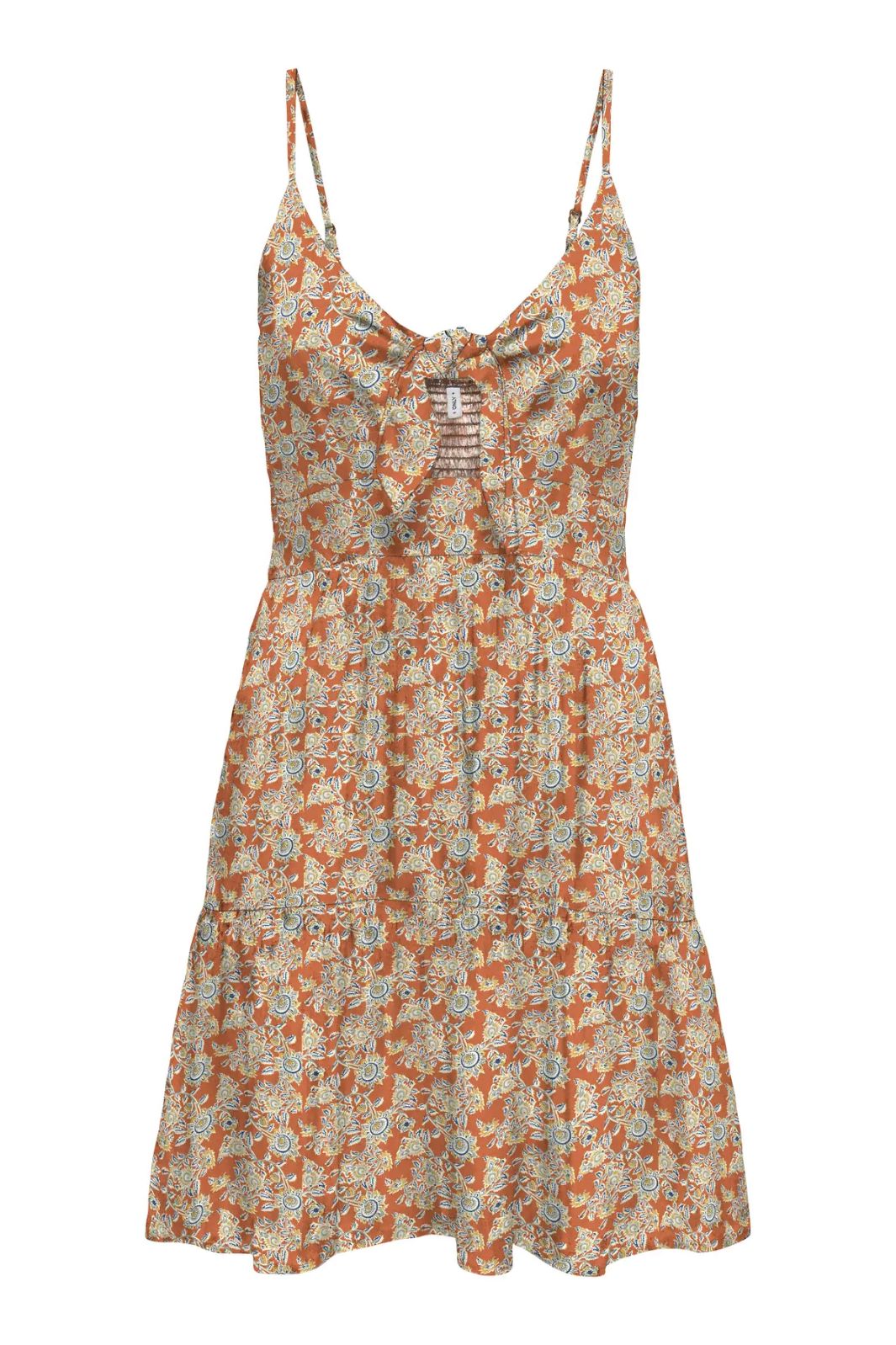 Forhåndsbestilling - Only - Onljennie S/L Knot Short Dress Ox - 4948116 Apricot Orange Flowers