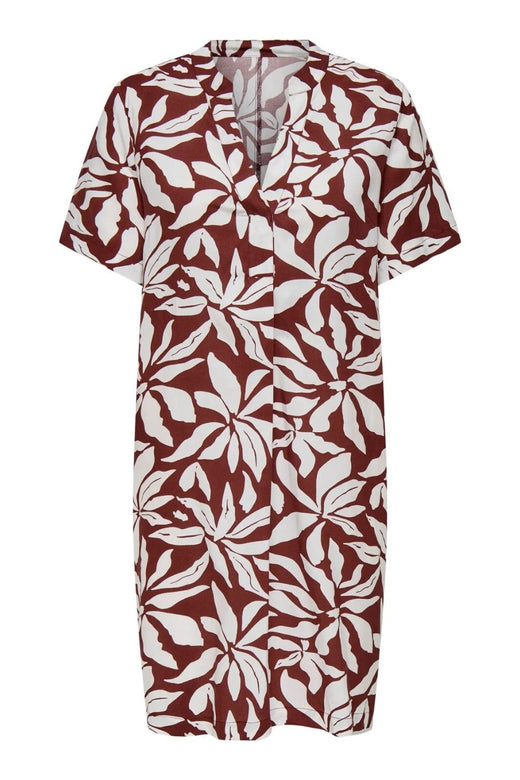 Forudbestilling - Only - Onlsusi Life Ss V-Neck Tunic Dress Wnn - 4881759 Fired Brick Graphic Flowers