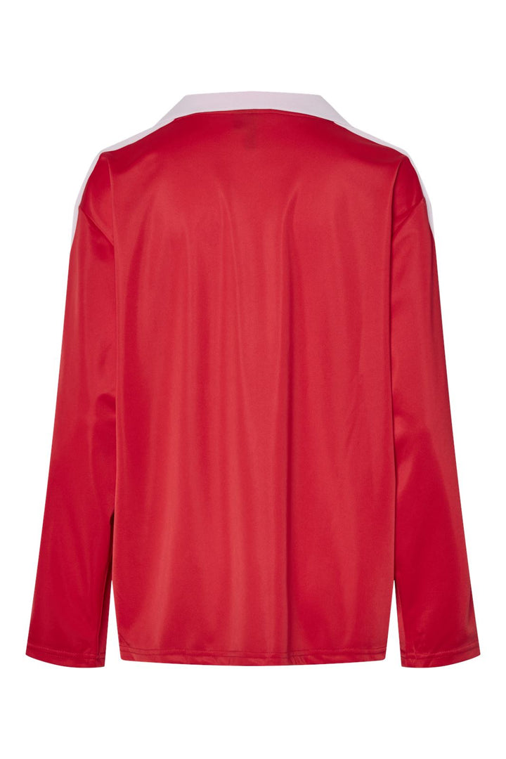Pieces - Pcgrace Ls Polo Shirt Fsy - 4756340 High Risk Red Pink-A-Boo Stripe
