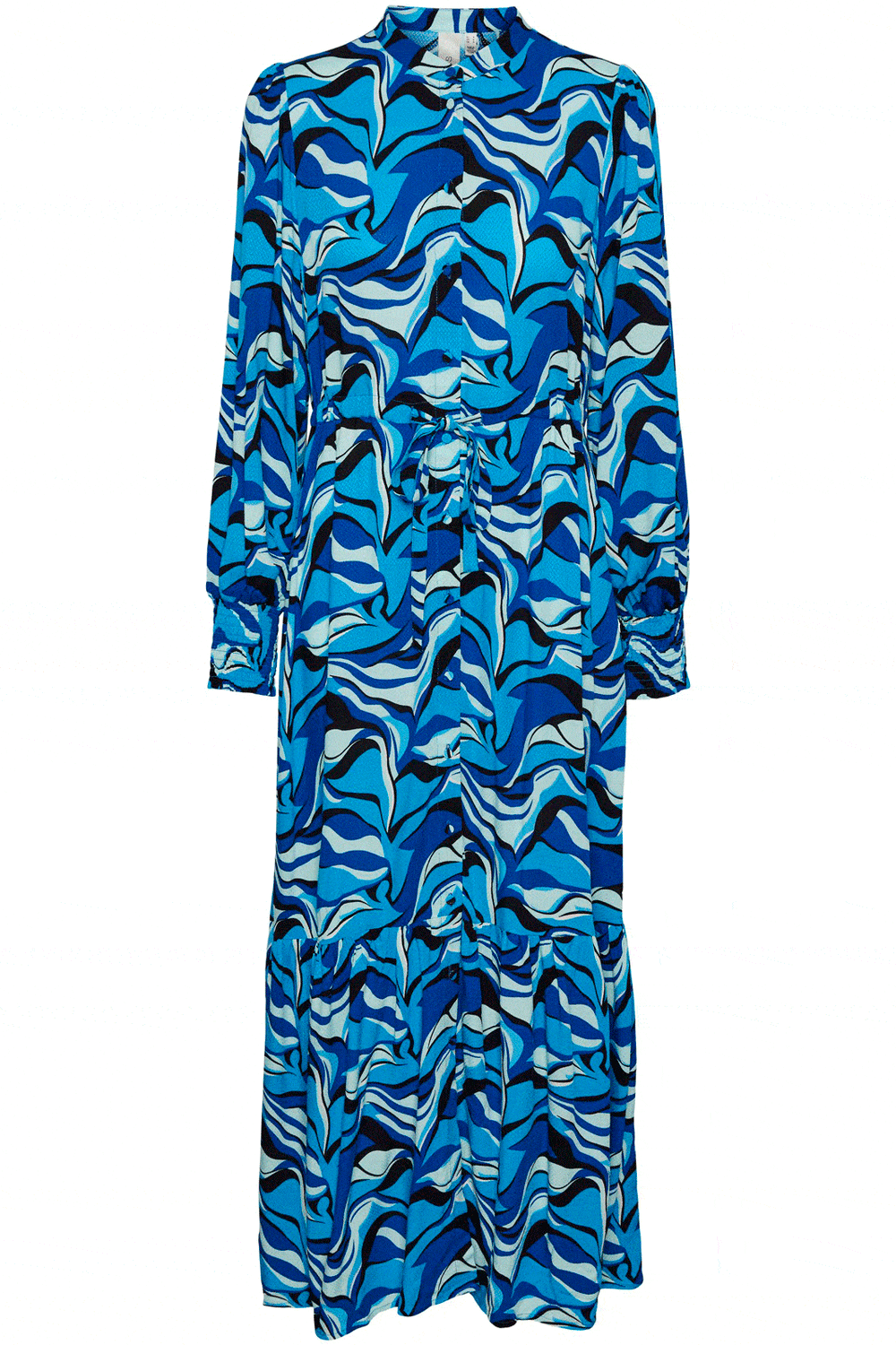 Forudbestilling - Y.A.S - Yasmotoro Ls Long Shirt Dress S. - Cashmere Blue WAVY PRINT (November) Kjoler 