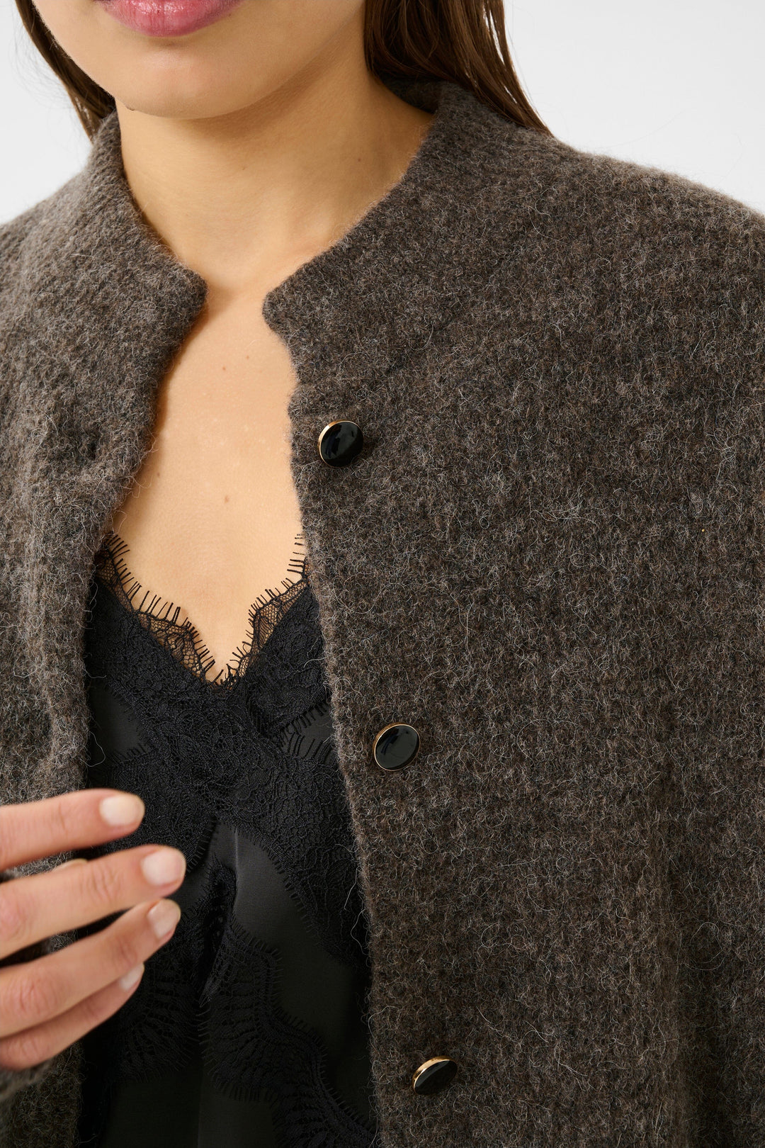 Gestuz - Alphagz Short Cardigan 10905931 - 107959 - Chestnut Melange Cardigans 