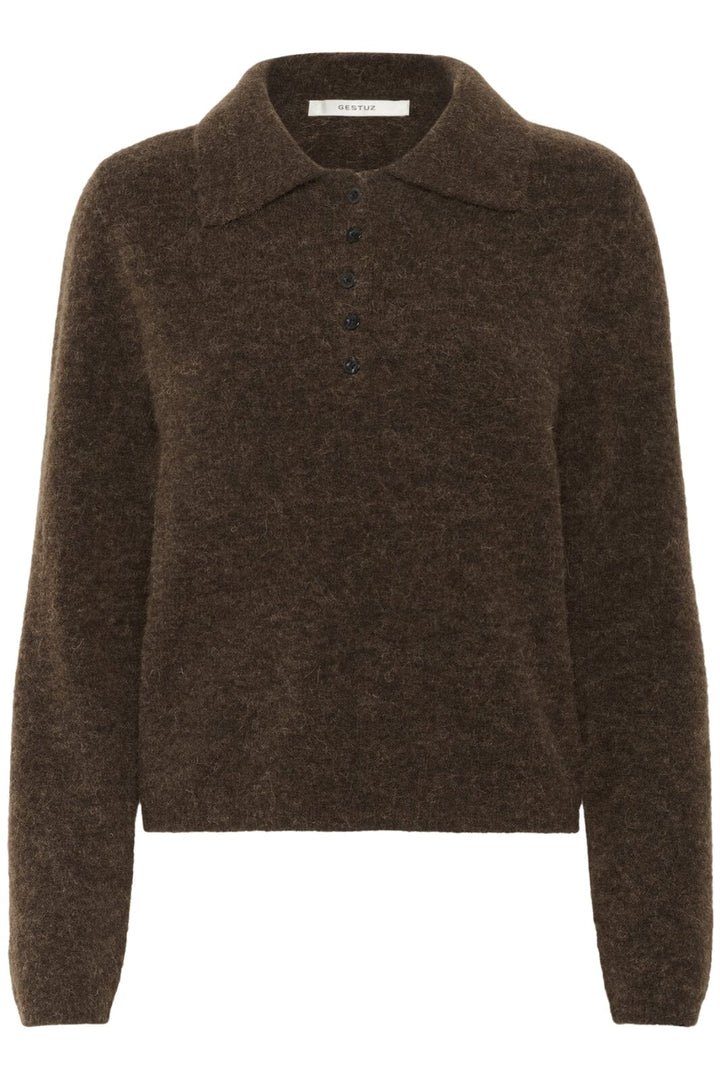 Gestuz - Gzalpha Polo Pullover 10910589 - 108310 - Buff Mélange Strikbluser 