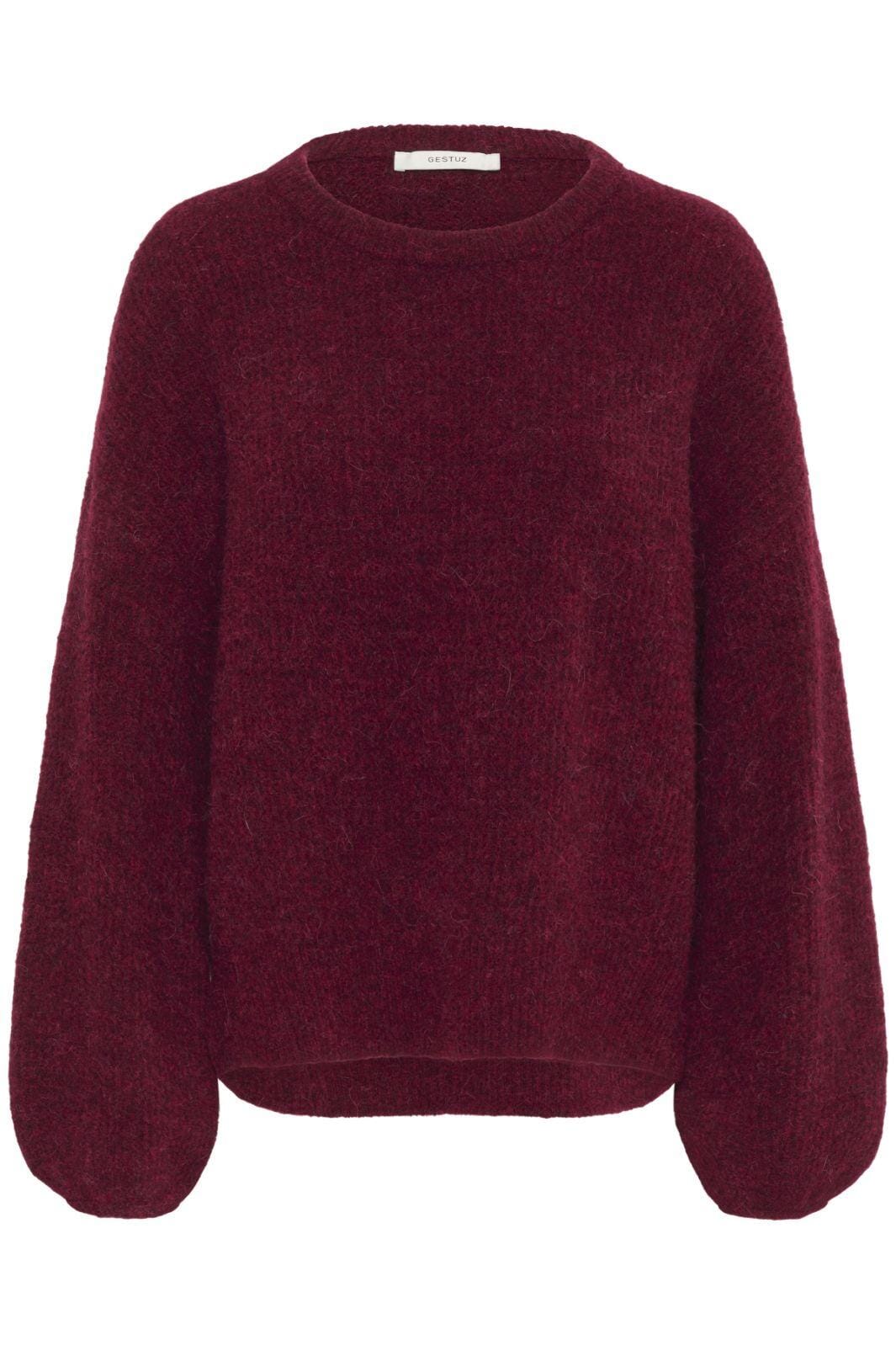 Gestuz - Gzalpha Slit Pullover 10910590 - 107340 - Blood Red Mélange Strikbluser 