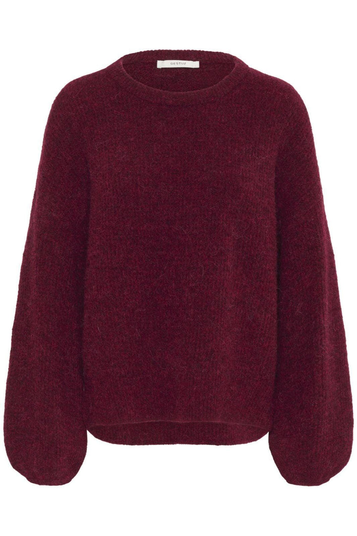 Gestuz - Gzalpha Slit Pullover 10910590 - 107340 - Blood Red Mélange Strikbluser 