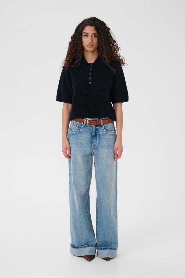 Gestuz - Gzalpha Ss Polo Pullover 10910852 - 108935 - Skycaptain Mélange Strikbluser 