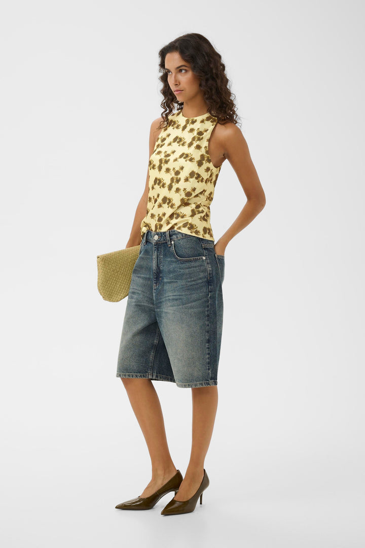 Gestuz - Gzchery P Blouse 10911321 - 109591 - Lemon Yellow Olive Flower Toppe 