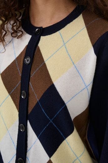 Gestuz - Gzmanzi Multi Cardigan 10910840 - 108825 - Skycaptain/Brown/Yellow Plum Cardigans 