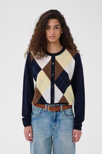 Gestuz - Gzmanzi Multi Cardigan 10910840 - 108825 - Skycaptain/Brown/Yellow Plum Cardigans 