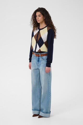 Gestuz - Gzmanzi Multi Cardigan 10910840 - 108825 - Skycaptain/Brown/Yellow Plum Cardigans 