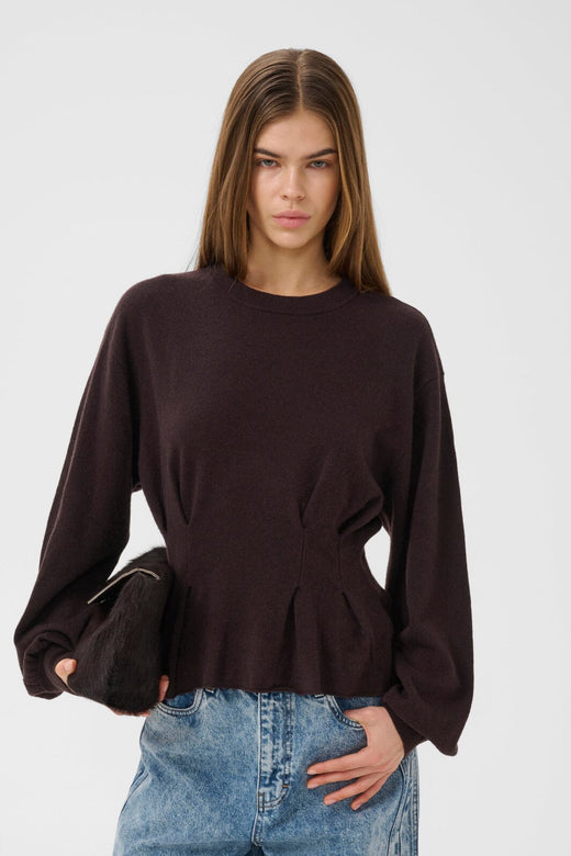 Gestuz - Gzmanzi Waist Pullover 10911492 - 191018 - Ganache Strikbluser 