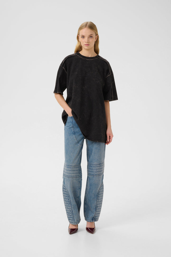 Gestuz - Gzneia Oz Tee 10910657 - 108377 - Black Brown Washed T-shirts 