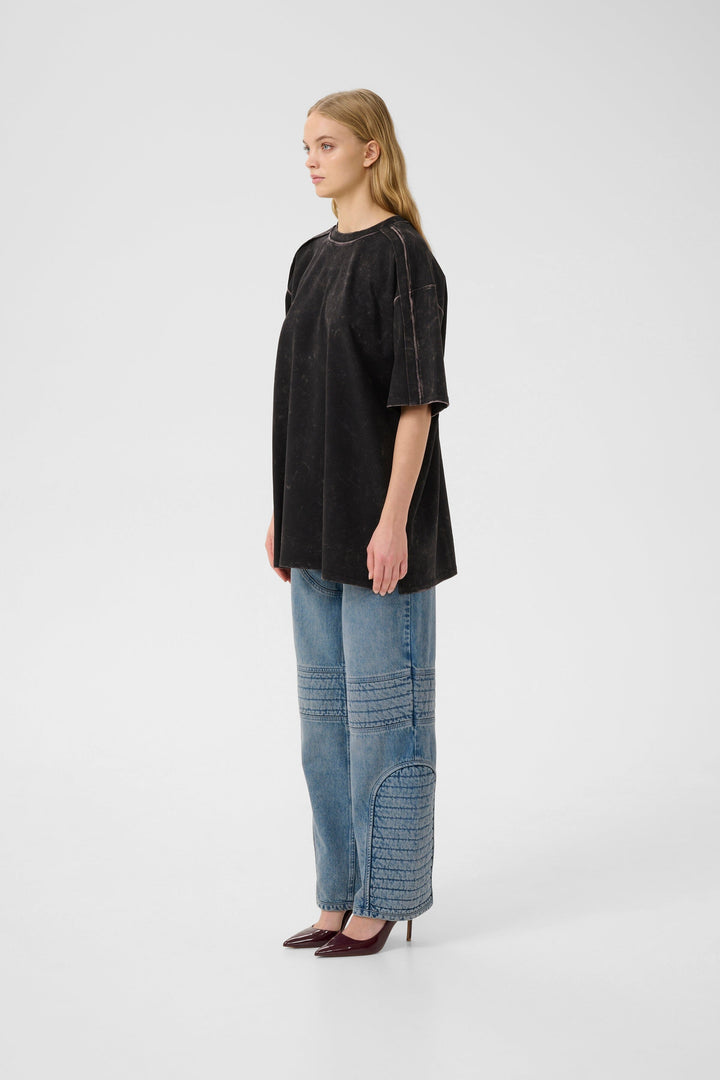Gestuz - Gzneia Oz Tee 10910657 - 108377 - Black Brown Washed T-shirts 