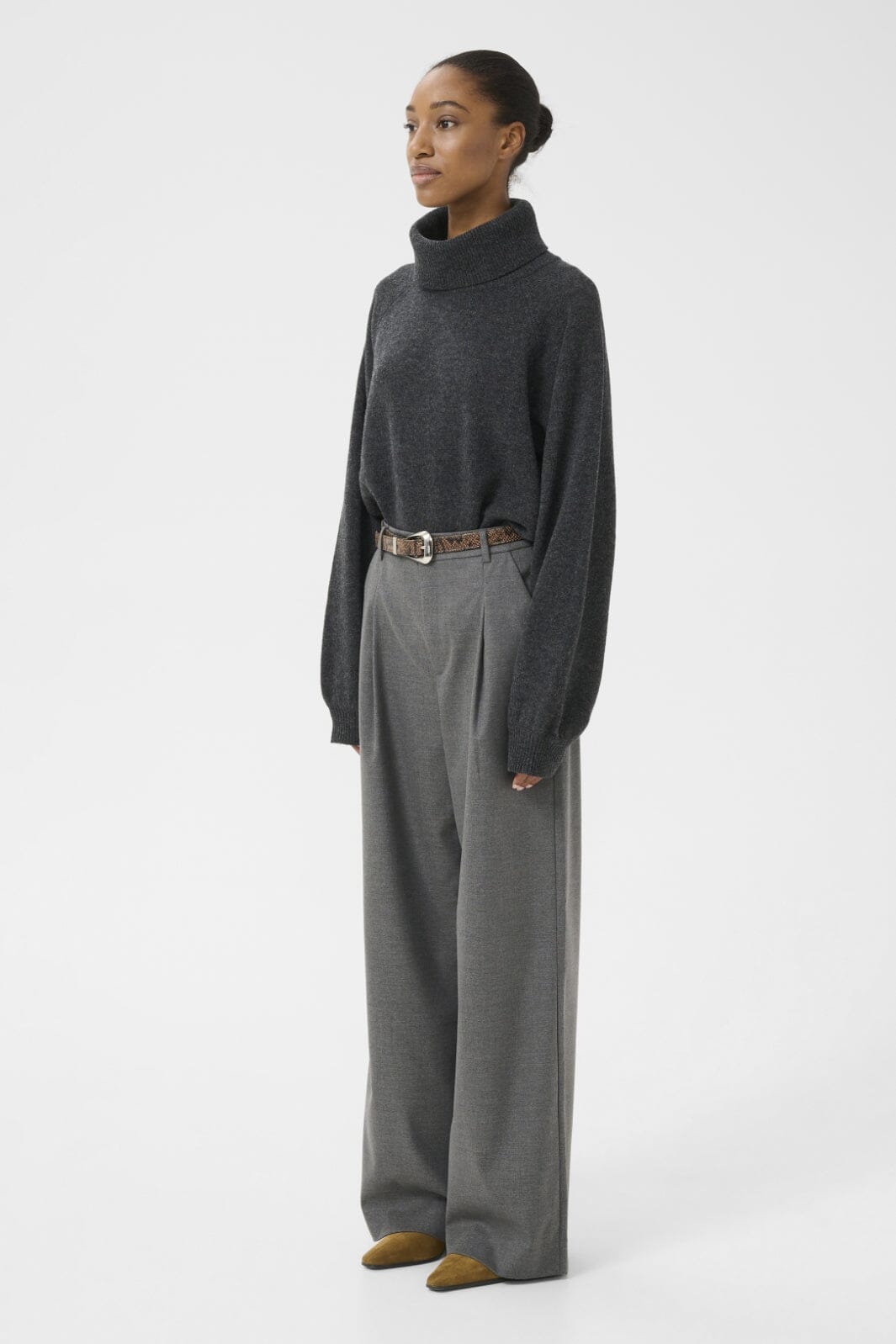 Gestuz - Gzpaula Melange Wide Pants 10910494 - 100494 - Dark Grey Melange