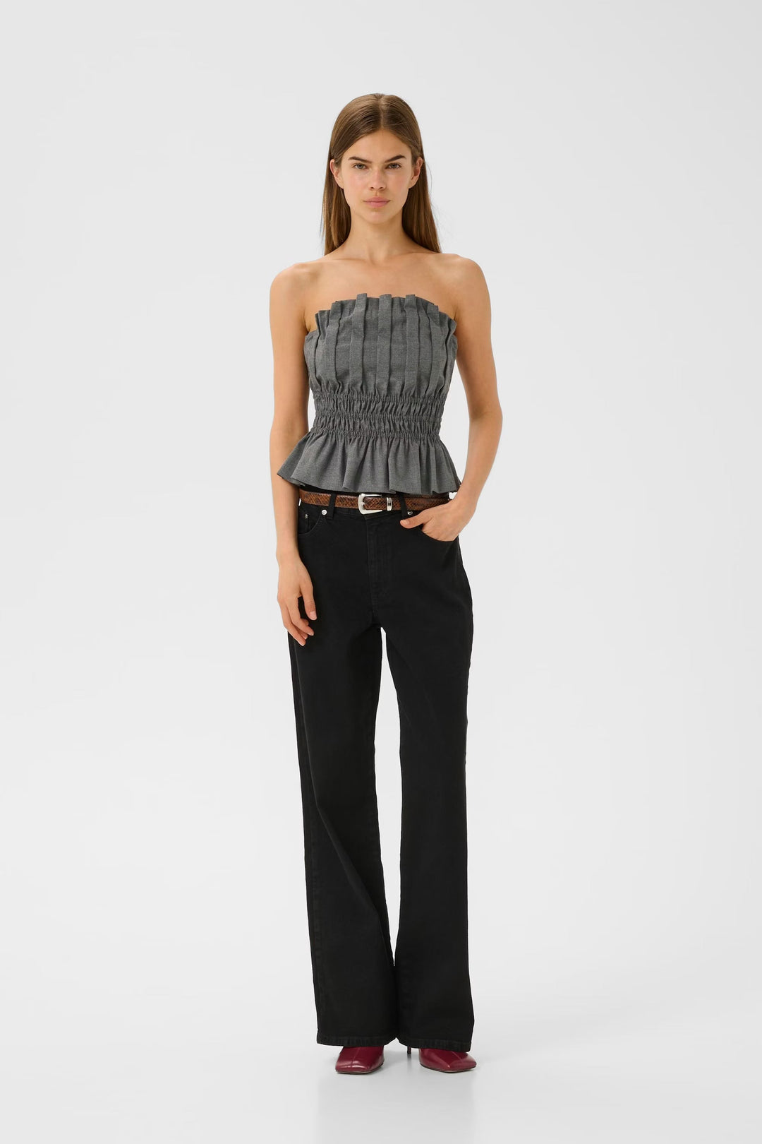 Gestuz - Gzpauline Corset 10909868 - 100494 - Dark Grey Melange Toppe 