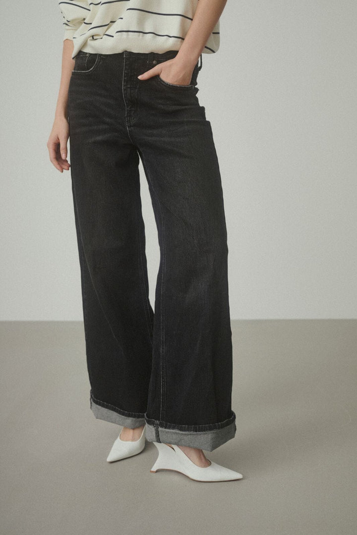 Gestuz - Gzsara Wide Jeans 10910809 - 100617 - Washed Dark Black Jeans 