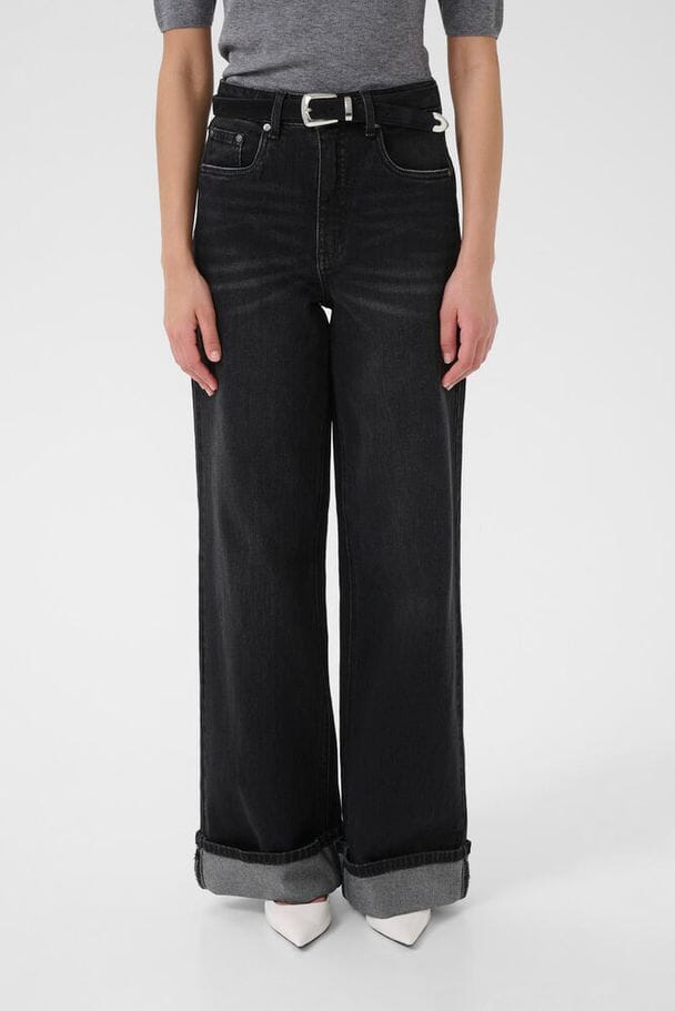 Gestuz - Gzsara Wide Jeans 10910809 - 100617 - Washed Dark Black Jeans 