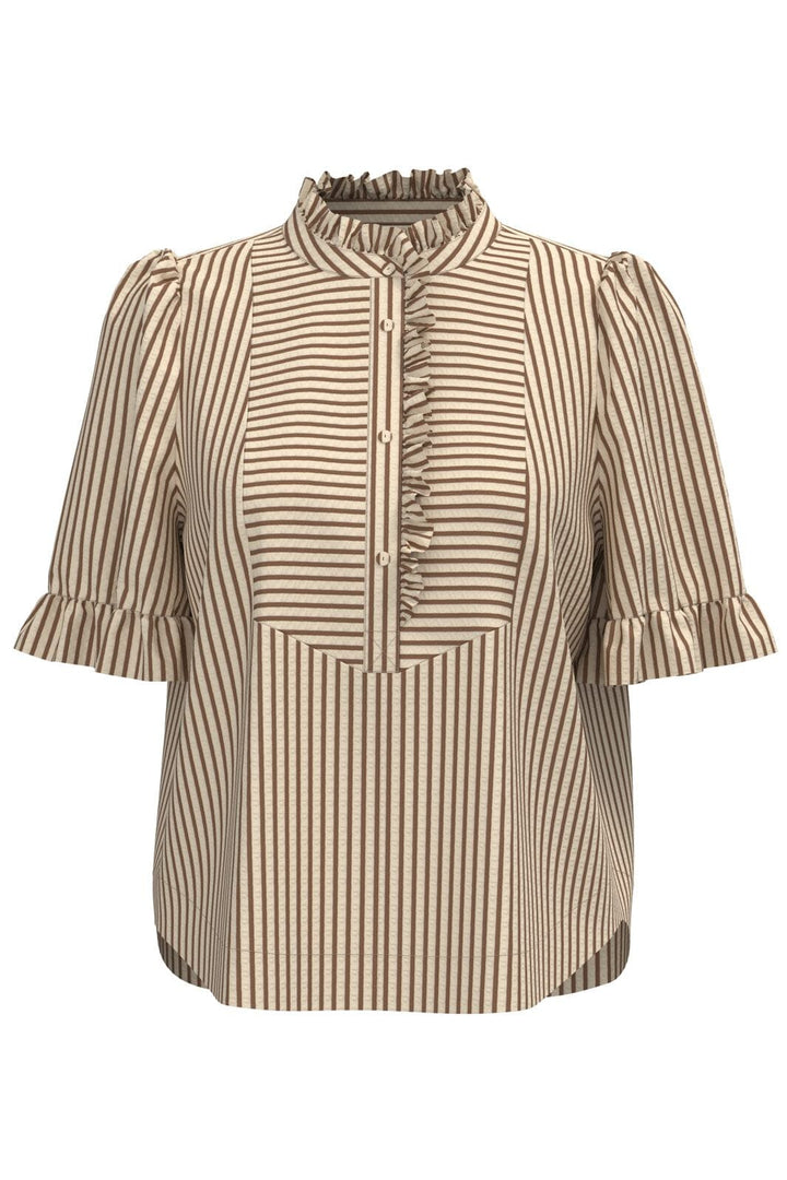 Gossia - Benedictego Mo Blouse G2773 - Creme Brown Stripes
