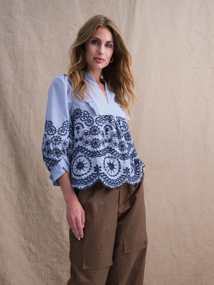 Gossia - Meego Cao Blouse G2848 - Blue Stripes Bluser 