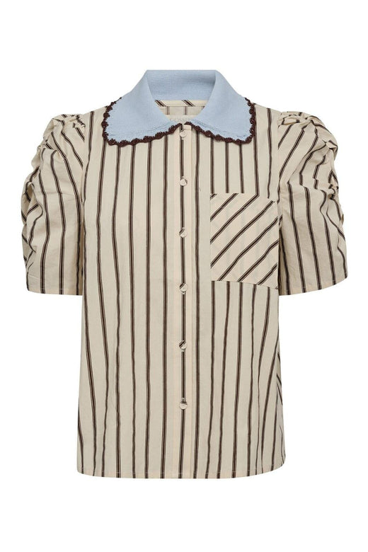 Gossia - Mullego Jo Blouse G2874 - Off-White/Brown Stripes Bluser 