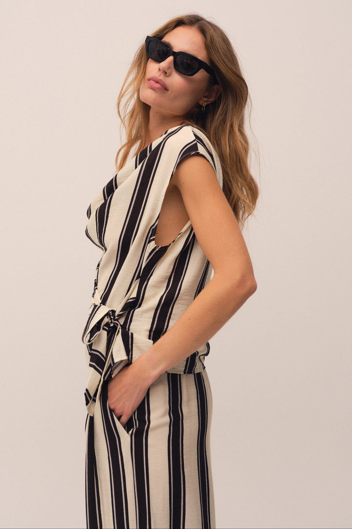 Gossia - Sagarago Jo Blouse G2929 - Sand Black Stripes Bluser 