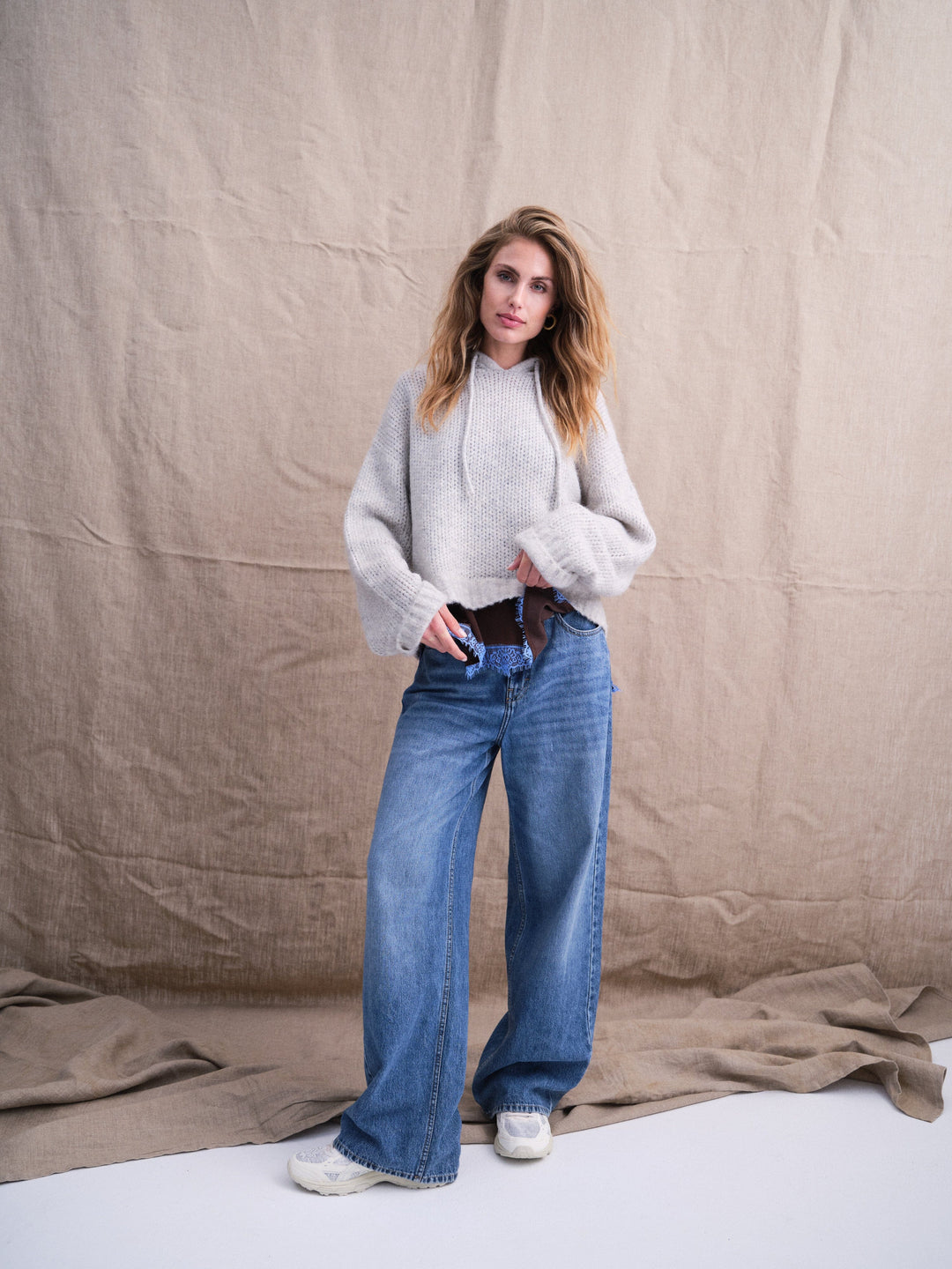 Gossia - Sanago Hoodie Jumper G2761 - Light Grey Melange Strikbluser 