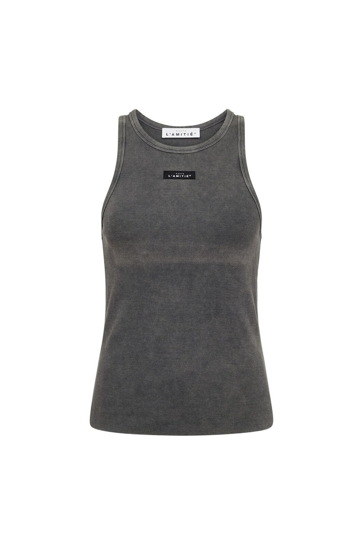 Haute L'Amitié - Acid Rib Badge Tank HL10510 - Black Acid Wash